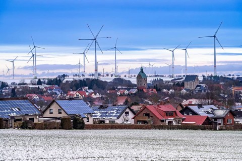 The town of Lichtenau, self-proclaimed energy town, wind farm, over 190 wind turbines and over 1200