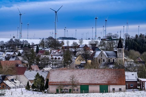 Wind farm, near Iggenhausen, belongs to Lichtenau, self-proclaimed energy town, over 190 wind