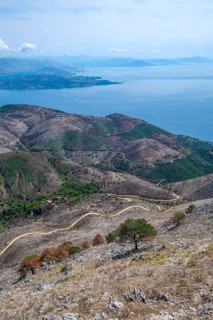 Pantokrator, Corfu, Greece, Mount Pantokrator with a view over the barren mountain landscape and