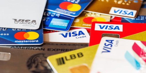 Credit cards from VISA, Mastercard and American Express in Stuttgart, Germany, Europe