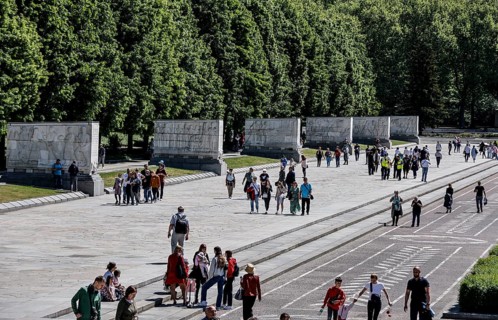 Commemoration at the Soviet memorial in Treptower Park to the Soviet soldiers who died during the