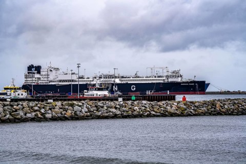 Liquefied natural gas terminal, LNG terminal in the harbour of Sassnitz-Mukran on the island of