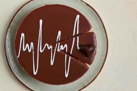 Bird's milk cake, top view, breakfast, love, chocolate heart