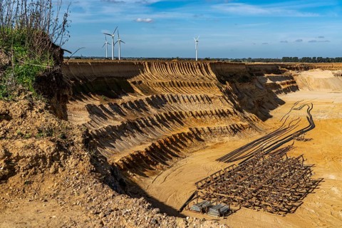 Edge of the Garzweiler II open-cast lignite mine, at the village of Lützerath, which is the last