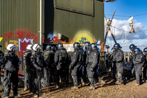 Beginning of the eviction of the Lützerath hamlet, camp of climate activists and squatters, at the