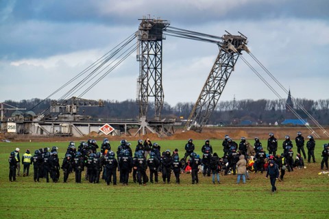 Beginning of the eviction of the Lützerath hamlet, camp of climate activists and squatters, at the
