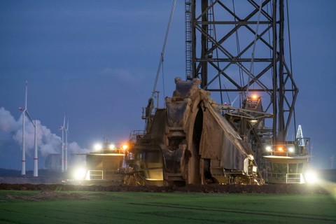 Edge of the Garzweiler II open-cast lignite mine, at the village of Lützerath, the last village to