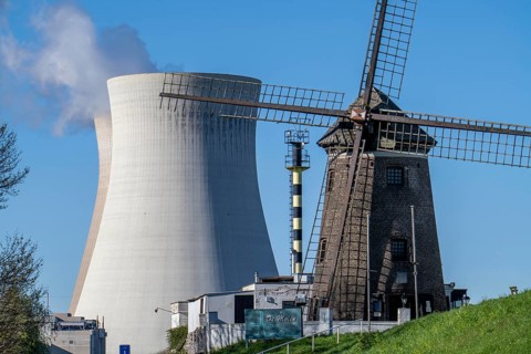 The Doel nuclear power plant on the Scheldt, one of two nuclear power plants in Belgium, consists