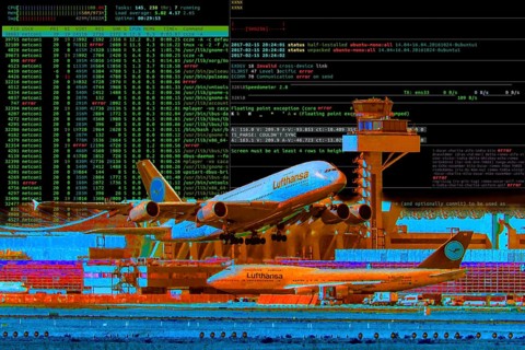 Symbolic image cyberattack, computer crime, cybercrime, computer hackers attack a city's IT
