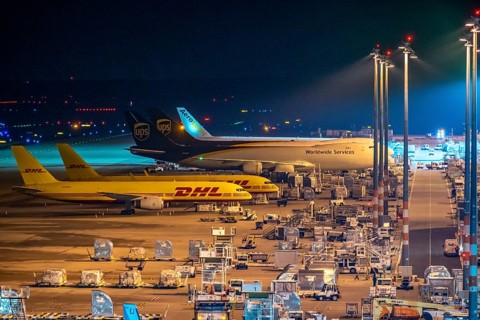 Cargo aircraft, at Cologne-Bonn Airport, Cargo Terminal, CGN, Cologne, North Rhine-Westphalia,