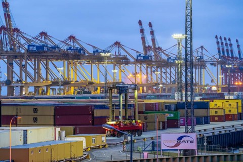 Container terminal in the seaport of Bremerhaven, Eurogate Container Terminal with almost 50