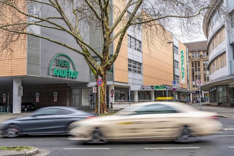 Galeria Kaufhof department stores' in the city centre of Gelsenkirchen, on Bahnhofstraße, is