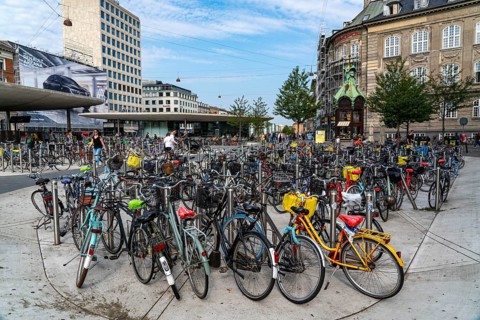 Bicycle parking, Nørreport metro station, in the city centre of Copenhagen, considered the bicycle