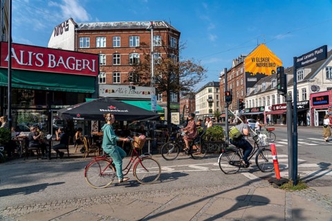 The Nørrebro neighbourhood in Copenhagen, lively, multicultural and student district, Denmark,