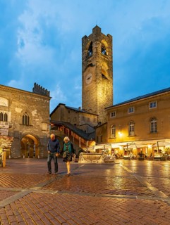 Campanone Tower, Piazza Vecchia, Citta alta, Bergamo, Italy, Europe