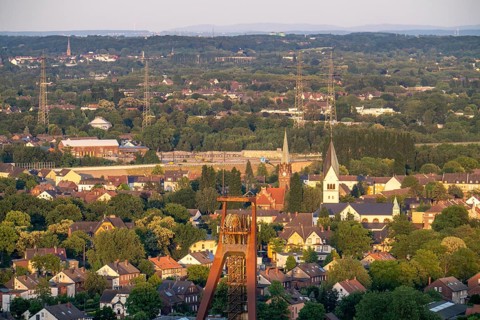 Residential estate in the countryside, terraced houses, multi-family houses, parts of former mining