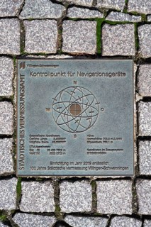 Control point, reference point for navigation devices, embedded in the cobblestones in the
