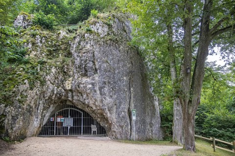 The Hohle Stein cave in the Swabian Alb. Ice age cave in the Achtal valley, site of important