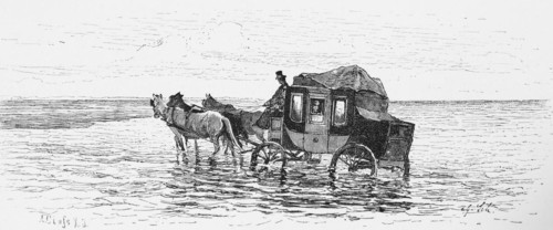 Carriage ride through the mudflats, North Sea, East Frisia, Lower Saxony, low tide, horse-drawn