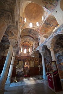 Pantanassa nunnery, interior view, Byzantine ruined city of Mystras or Mistra on the Taygetos