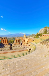 The Greek theatre, Taormina, Sicily, Italy, Europe