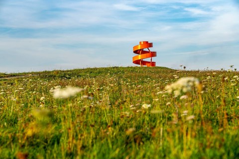 Sculpture Haldenzeichen, observation tower, Halde Franz, part of the Lippepark in Hamm, 5 slag