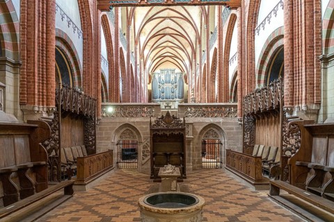 Choir and church organ of Havelberg's St Mary's Cathedral, Havelberg, Saxony-Anhalt, Germany,