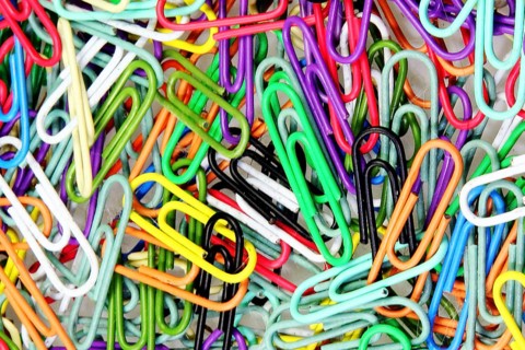 Colourful paper clips, Vienna, Austria, Europe
