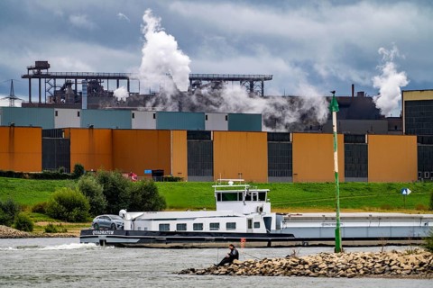 Thyssenkrupp Steel steelworks in Duisburg-Bruckhausen, thyssenkrupp Steel Europe AG, hot strip mill