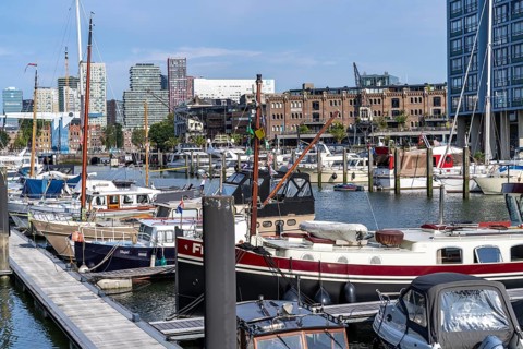 Rotterdam Marina, sports boat harbour, sailing boats, motor yachts, in the inland harbour,