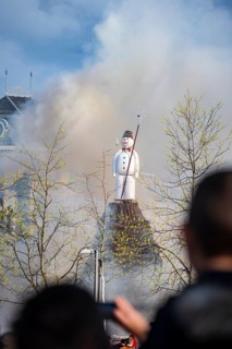 Burning of the Böög, a snowman doll, symbol of winter, Sechseläuten or Sächsilüüte, Zurich Spring