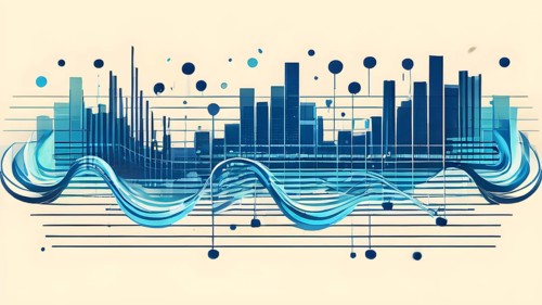 Illustration of abstract audio frequency sound wave lines, AI generated