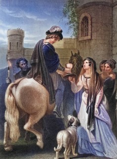 The Assassination of Edward the Martyr c. 963 to 978, son of King Edgar, by the treachery of his