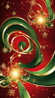 Abstract wallpaper illustration of Christmas symbols for gift cards, swirling shapes and lines, in