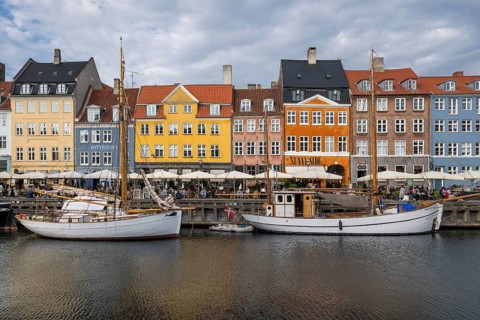 Nyhavn, in the Frederiksstaden district, harbour district with houses over 300 years old, moored