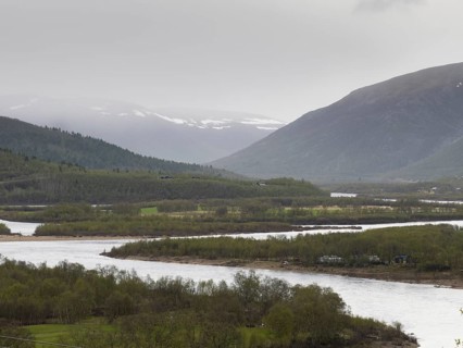 Tana or Tanaelva River, view of the river, which forms the border between Northern Finnish Lapland