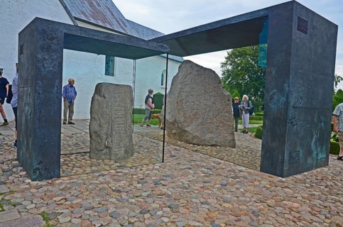 Carved Runestones, 10th century, World Heritage Site, Jelling Stones, Jelling, Jutland, Denmark,