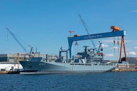 Task force supply ship class 702, A 1411, German Naval Yards, Kiel, Schleswig-Holstein, Germany,