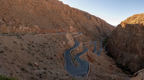 Mountain pass with serpentines, Gorges du Dades, Dades Gorge, Tamellalt, Morocco, Africa