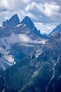 View from the Carnic main ridge to the Sesto Dolomites with the Three Peaks, Carnic Alps,