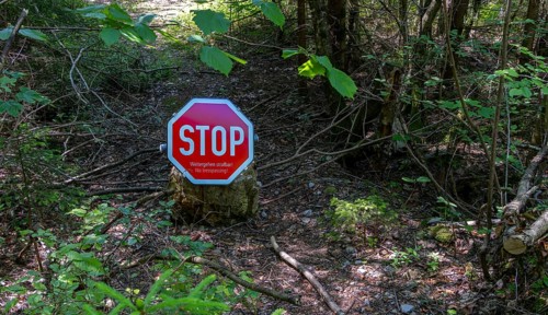 Traffic signs in the landscape at Tauglgries, Bad Vingau, Austria, Europe