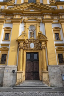 Baroque façade of the town church, Gustav-Adolf-Platz. 3, Kitzingen, Lower Franconia, Bavaria,