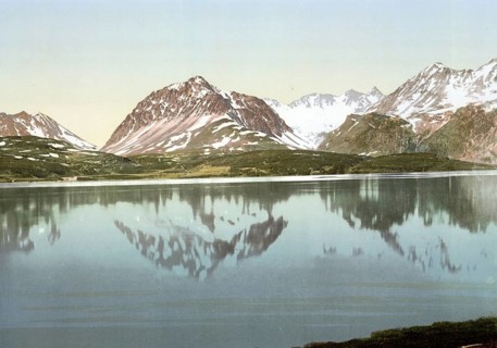 Lyngseidet, Lyngenfjord, fjord in Fylke Troms, Norway, View from 1885, Historical, digitally