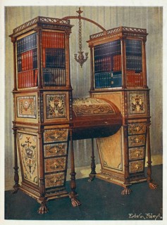 Furniture around the turn of the century 1900, Double secretary and bookcase cabinet inlaid by the