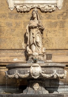 Fountain representing winter season at Quattro Canti, Palermo, Sicily, Italy, Europe