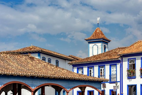 Old buildings in baroque and colonial style in the historic city of Diamantina in Minas Gerais,