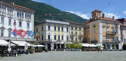 Piazza Grande in Locarno, where the film festival takes place, Locarno, Canton Ticino, Switzerland,
