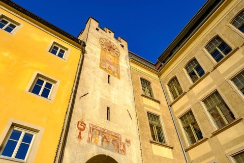 Ursuline Gate, Old Town, Brunico, Val Pusteria, South Tyrol, Italy, Europe