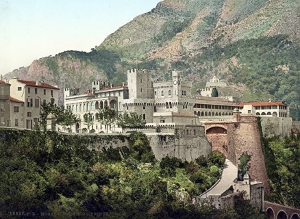 Palais du Prince, Prince's Palace, Monaco, 1890, Historical, digitally restored reproduction from a