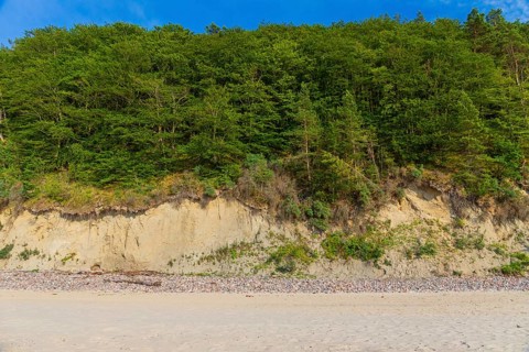 Cliffs of the Wolin National Park. Beach at sunset, close to Miedzyzdroje (Misdroy), a village in